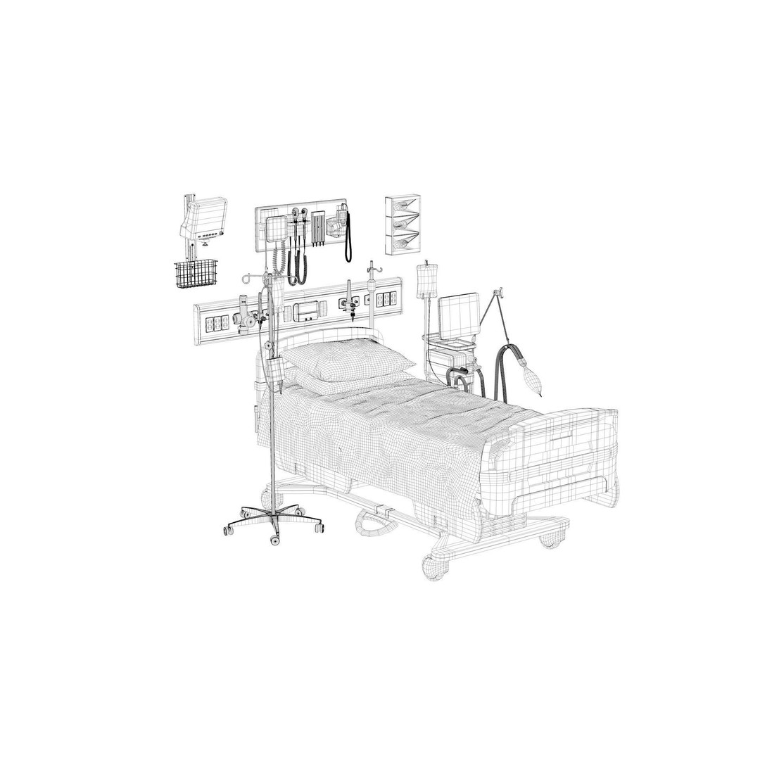 ICU Equipment 3D Model – Low Poly Medical Asset, FBX, OBJ - View 19