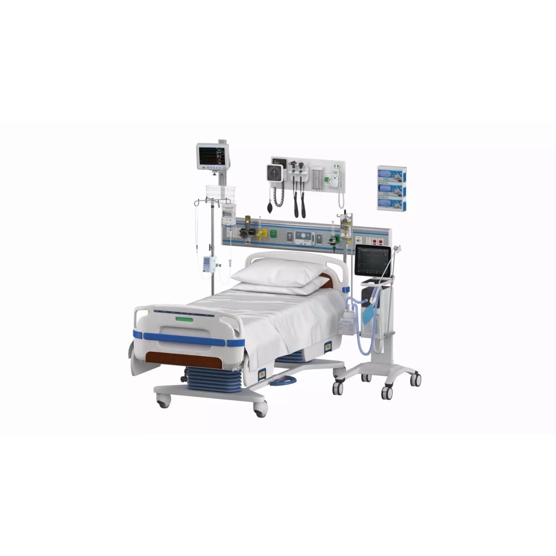 ICU Equipment 3D Model – Low Poly Medical Asset, FBX, OBJ - View 2
