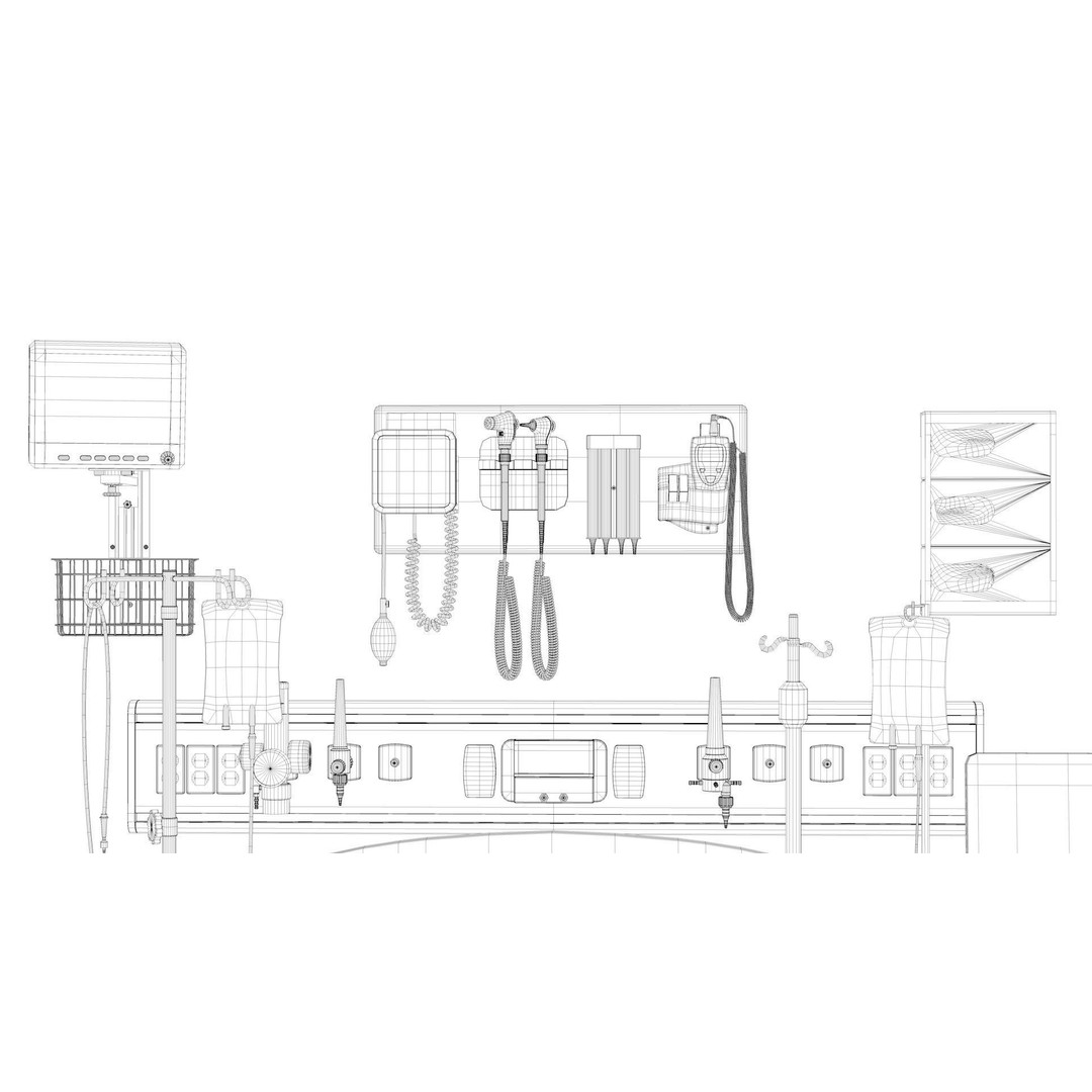 ICU Equipment 3D Model – Low Poly Medical Asset, FBX, OBJ - View 20