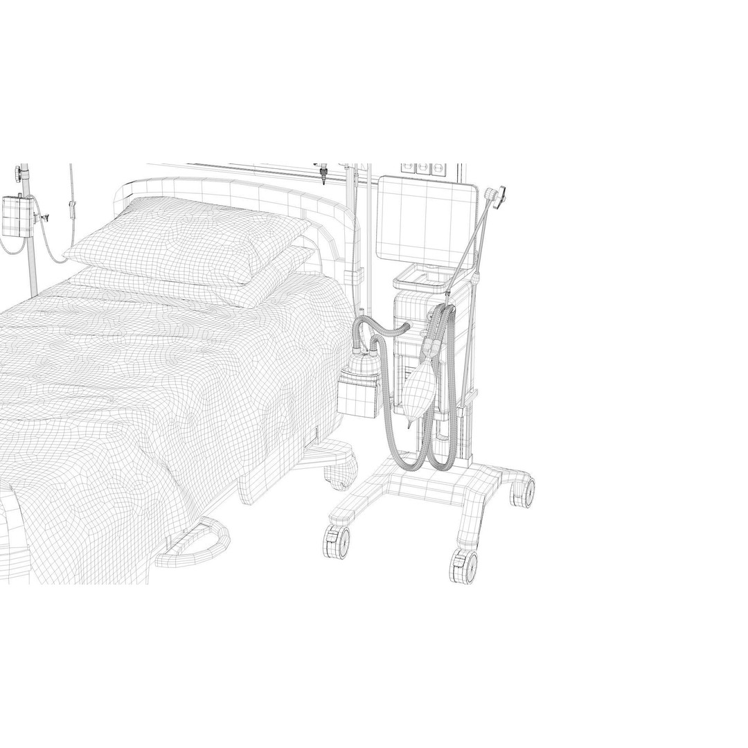 ICU Equipment 3D Model – Low Poly Medical Asset, FBX, OBJ - View 21