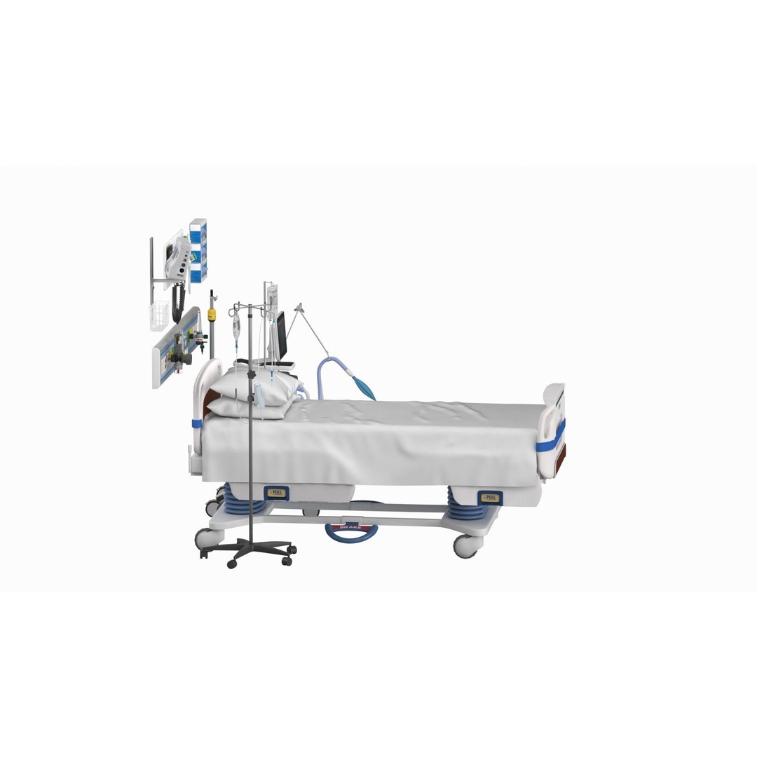 ICU Equipment 3D Model – Low Poly Medical Asset, FBX, OBJ - View 5