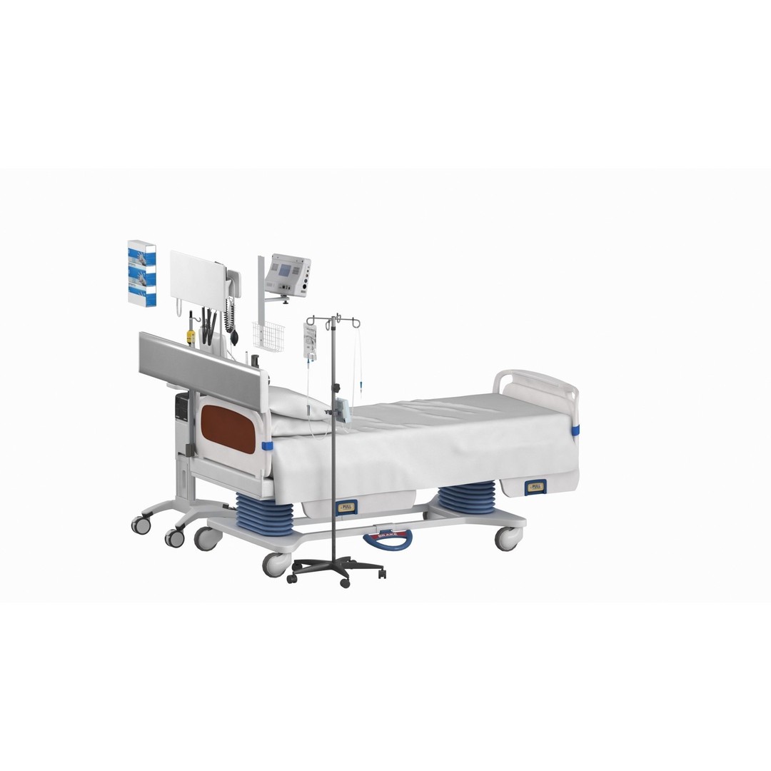 ICU Equipment 3D Model – Low Poly Medical Asset, FBX, OBJ - View 6