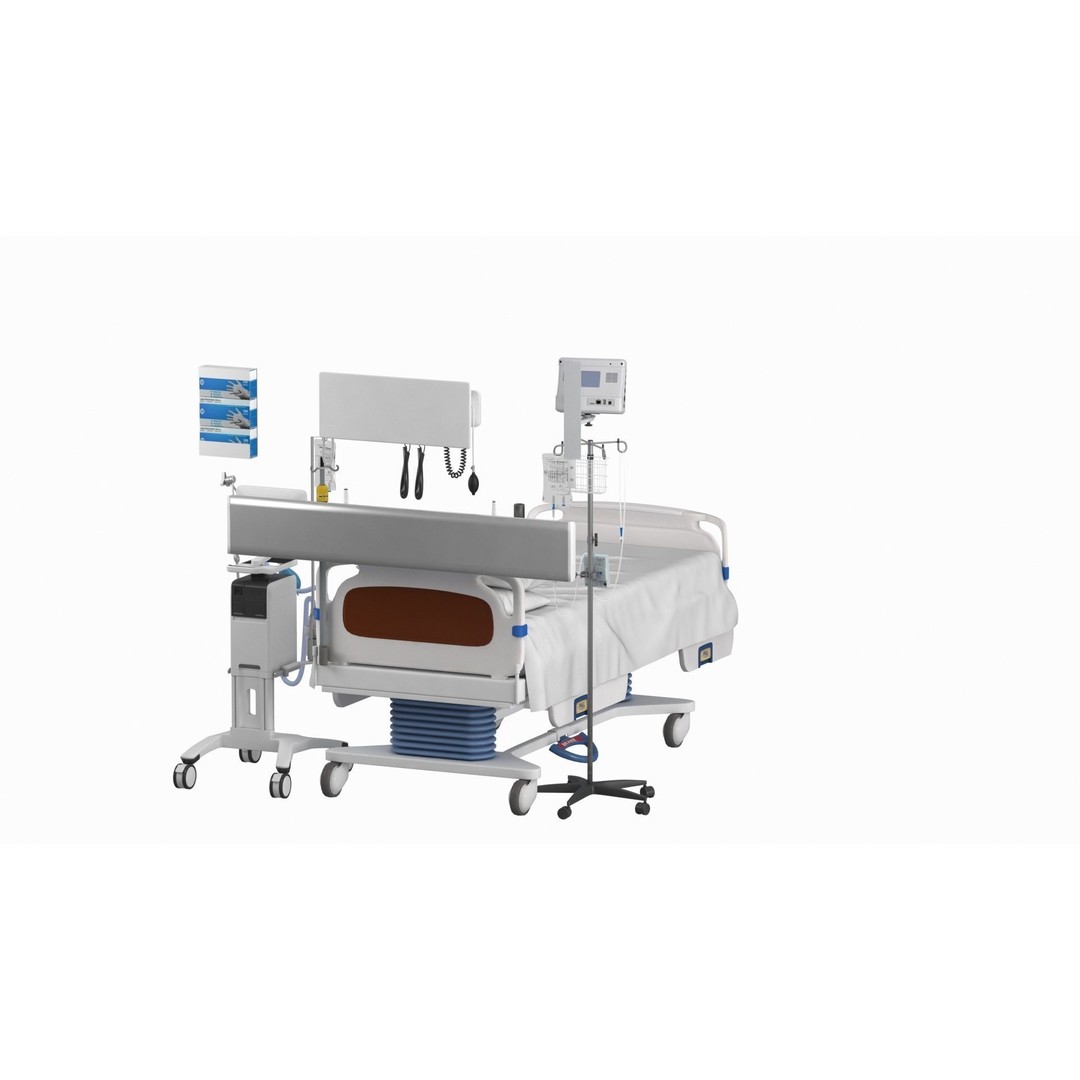 ICU Equipment 3D Model – Low Poly Medical Asset, FBX, OBJ - View 7