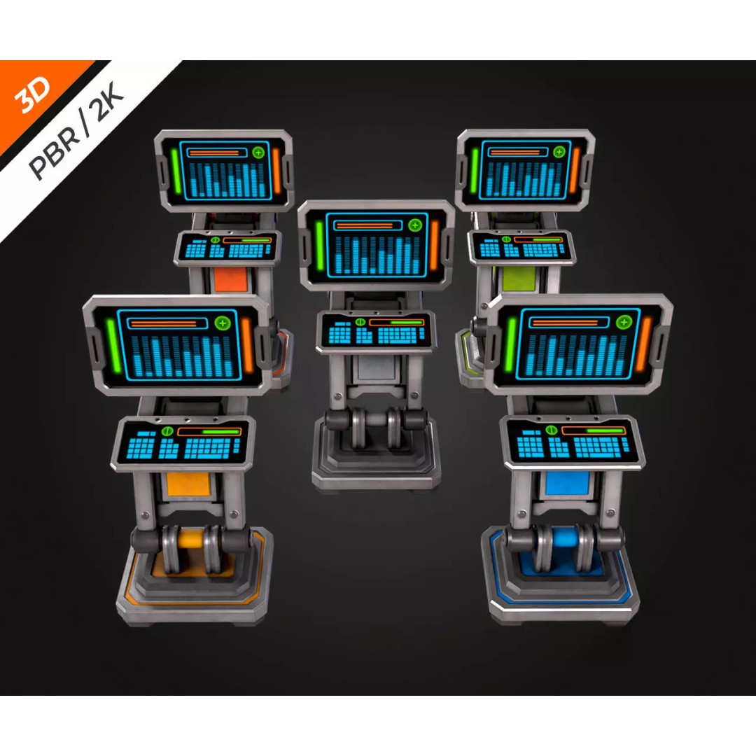 Sci-Fi PC Monitor 3D Model – Low Poly PBR Asset for Games - View 10