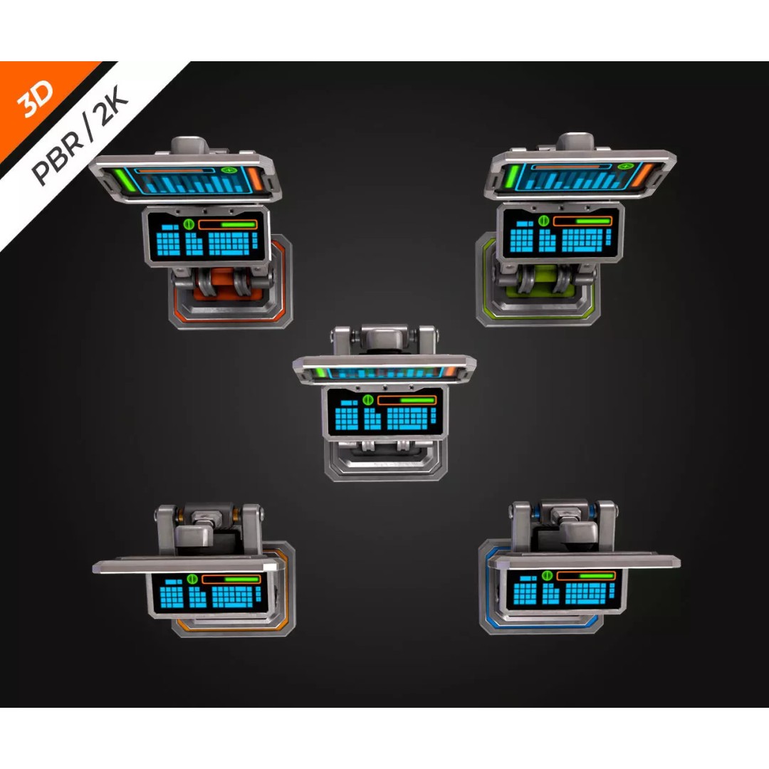 Sci-Fi PC Monitor 3D Model – Low Poly PBR Asset for Games - View 12