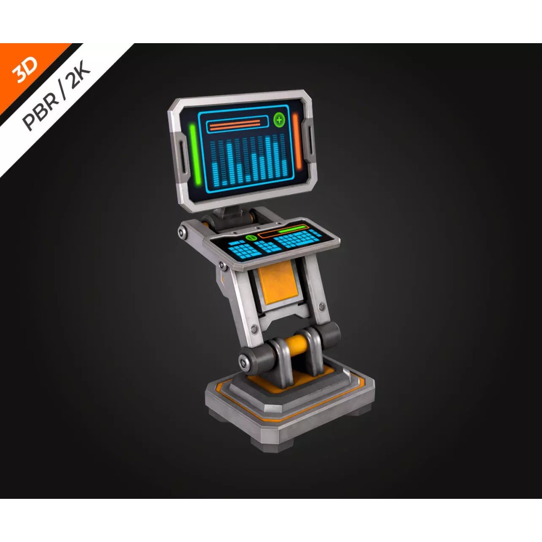 Sci-Fi PC Monitor 3D Model – Low Poly PBR Asset for Games - View 13