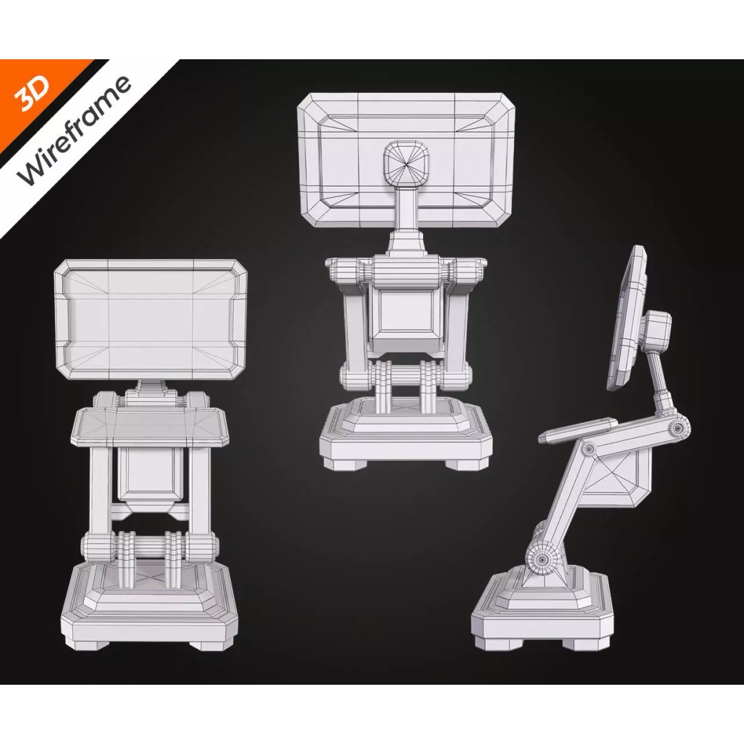 Sci-Fi PC Monitor 3D Model – Low Poly PBR Asset for Games - View 14