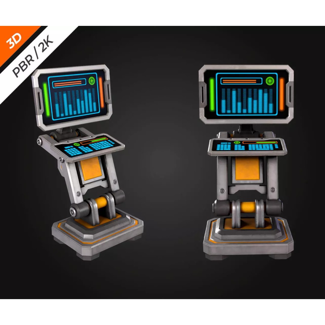 Sci-Fi PC Monitor 3D Model – Low Poly PBR Asset for Games - View 3