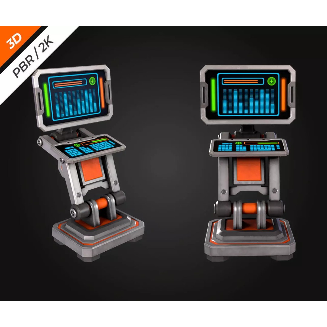 Sci-Fi PC Monitor 3D Model – Low Poly PBR Asset for Games - View 5