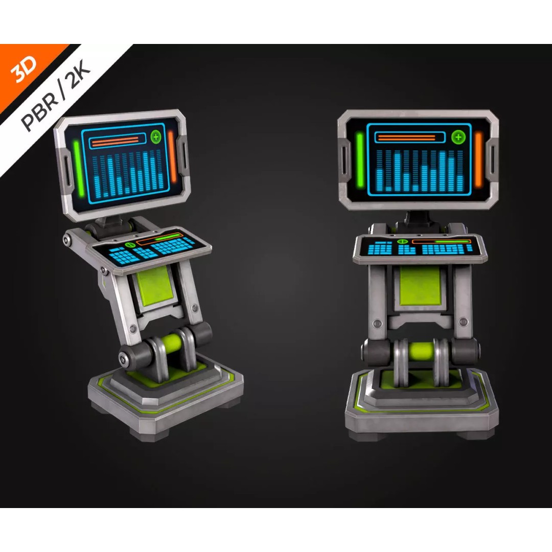 Sci-Fi PC Monitor 3D Model – Low Poly PBR Asset for Games - View 6
