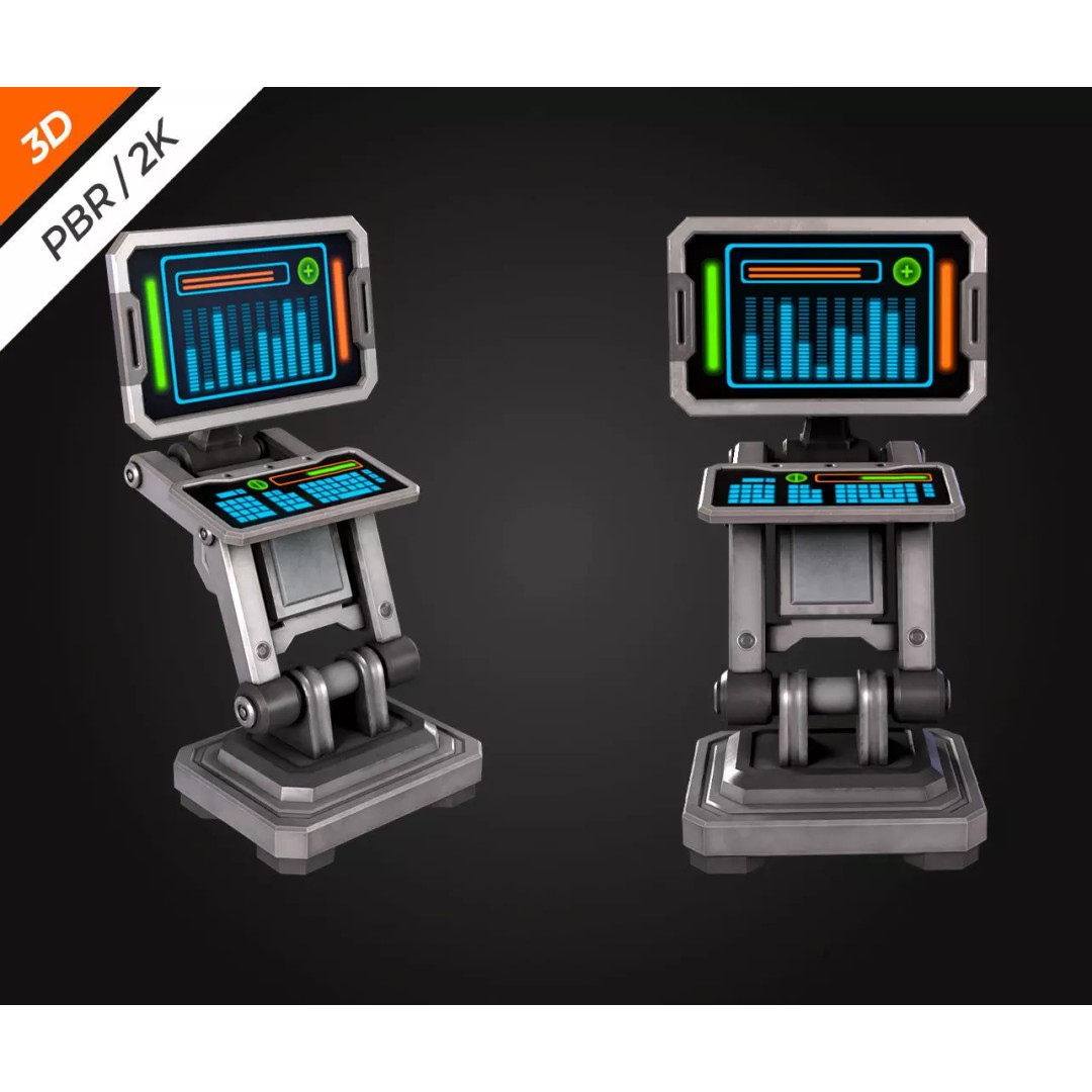 Sci-Fi PC Monitor 3D Model – Low Poly PBR Asset for Games - View 7