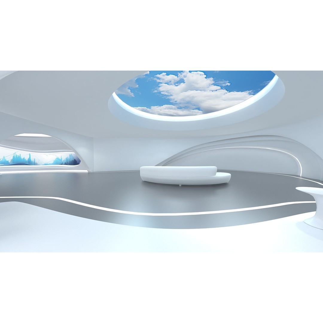 Futuristic Exhibition Hall 3D Model – Low Poly Architectural Asset, FBX, OBJ - View 12