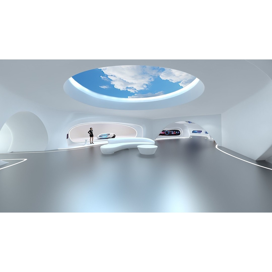 Futuristic Exhibition Hall 3D Model – Low Poly Architectural Asset, FBX, OBJ - View 13