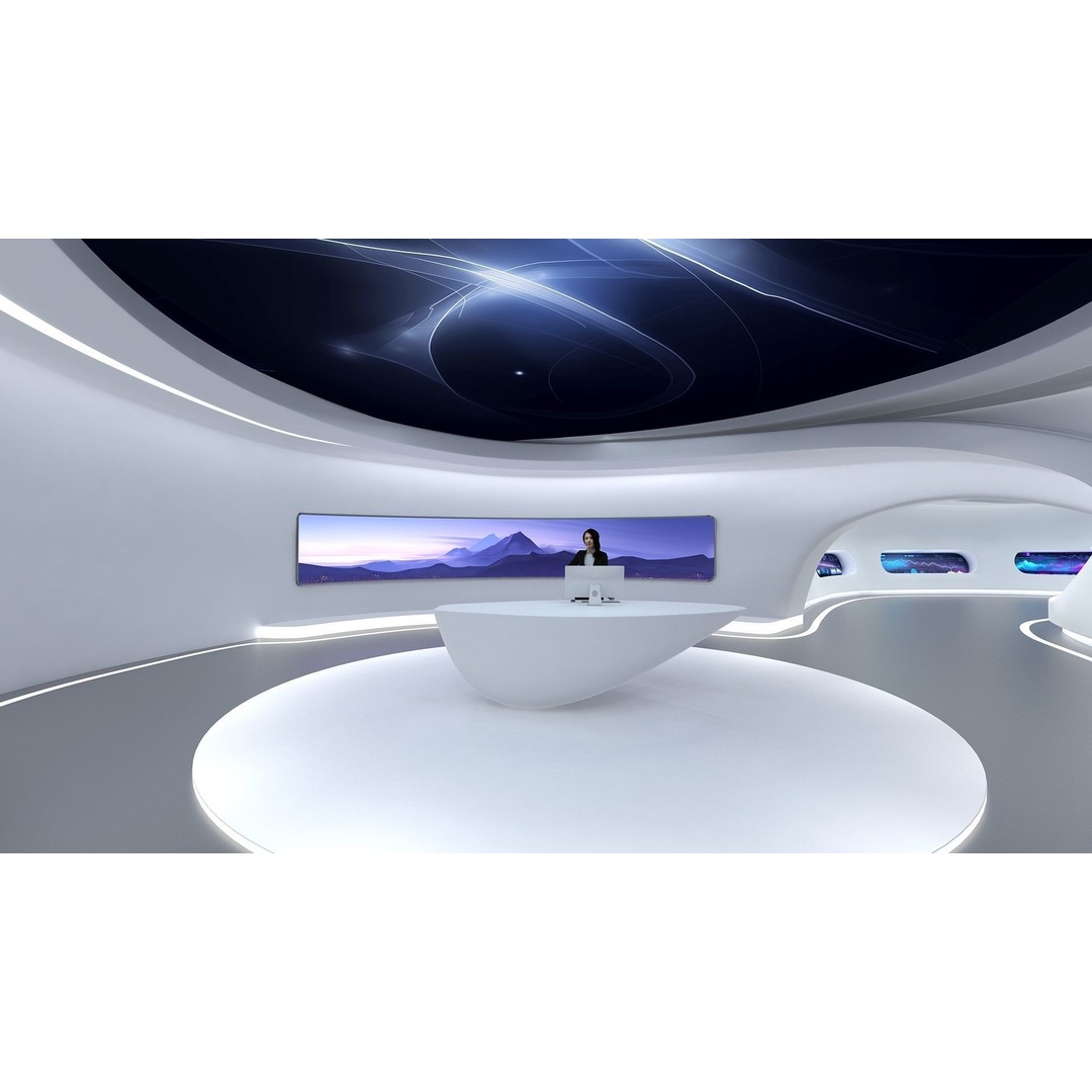 Futuristic Exhibition Hall 3D Model – Low Poly Architectural Asset, FBX, OBJ - View 3
