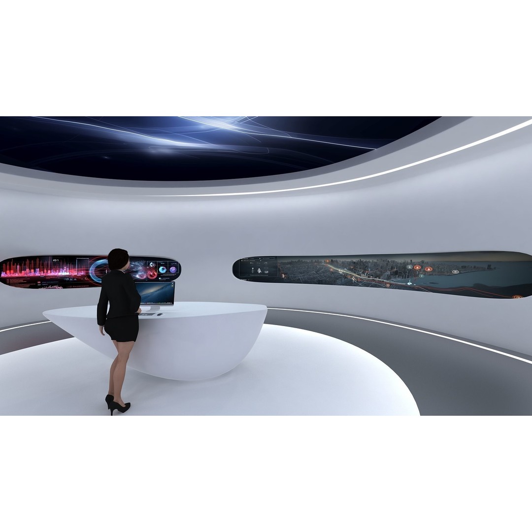 Futuristic Exhibition Hall 3D Model – Low Poly Architectural Asset, FBX, OBJ - View 4