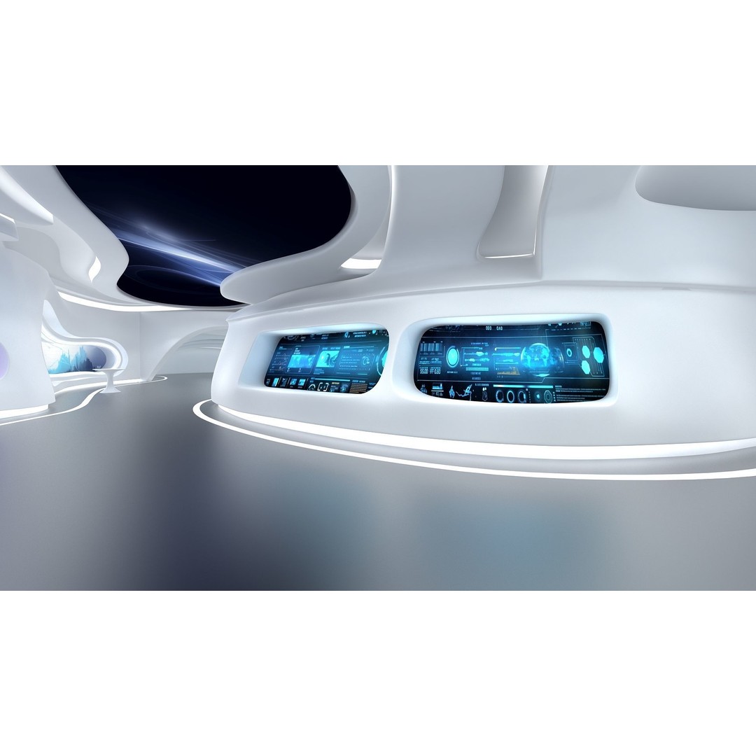Futuristic Exhibition Hall 3D Model – Low Poly Architectural Asset, FBX, OBJ - View 7