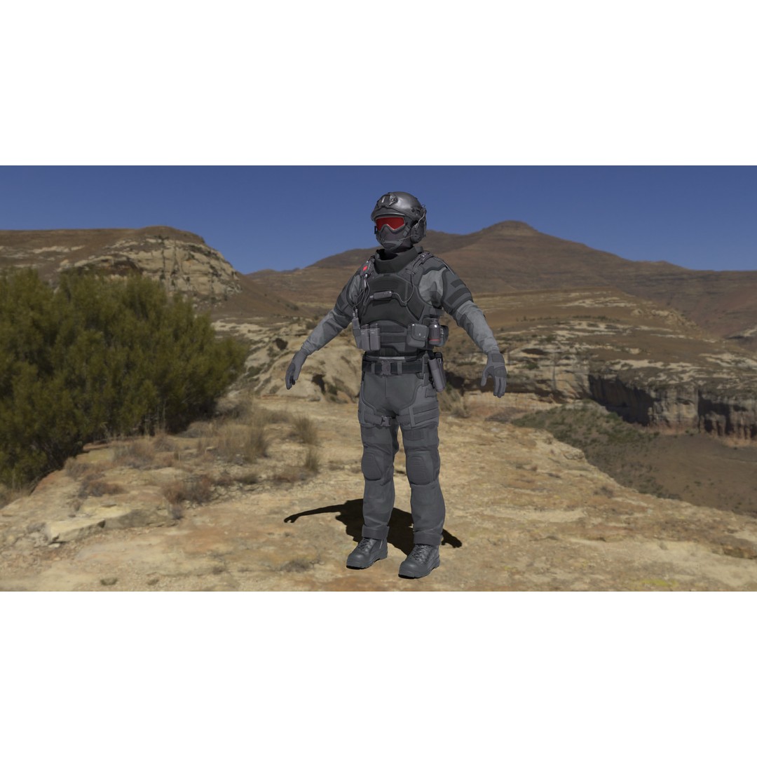 Special Forces Soldier 3D Model – Rigged Game-Ready Character, FBX - View 5