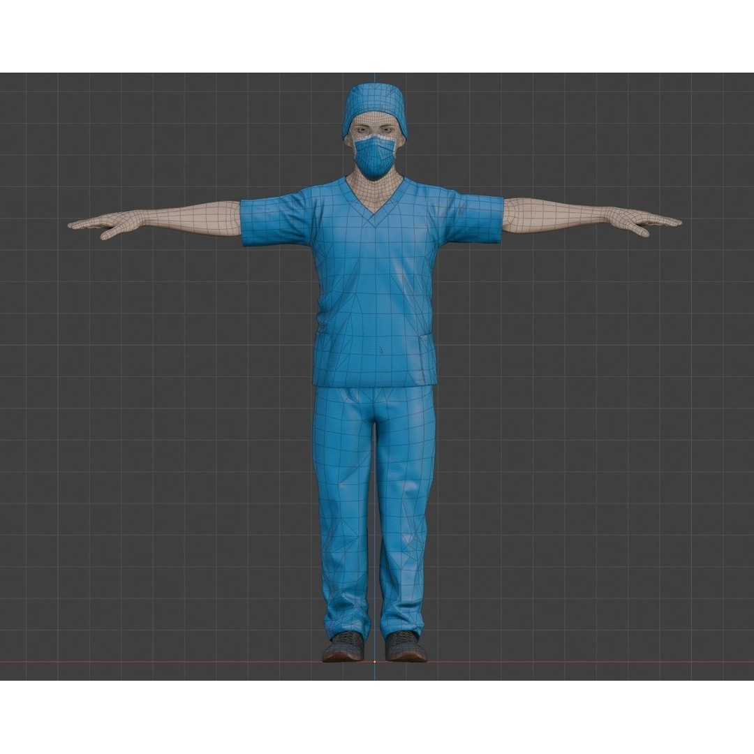 Male Nurse 3D Model – Low Poly Rigged Character for Games, FBX