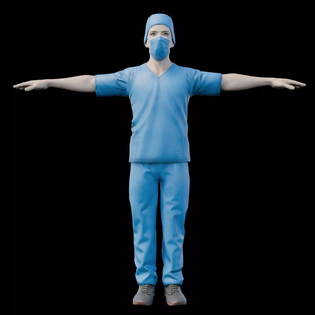 Male Nurse 3D Model – Low Poly Rigged Character for Games, FBX - View 2
