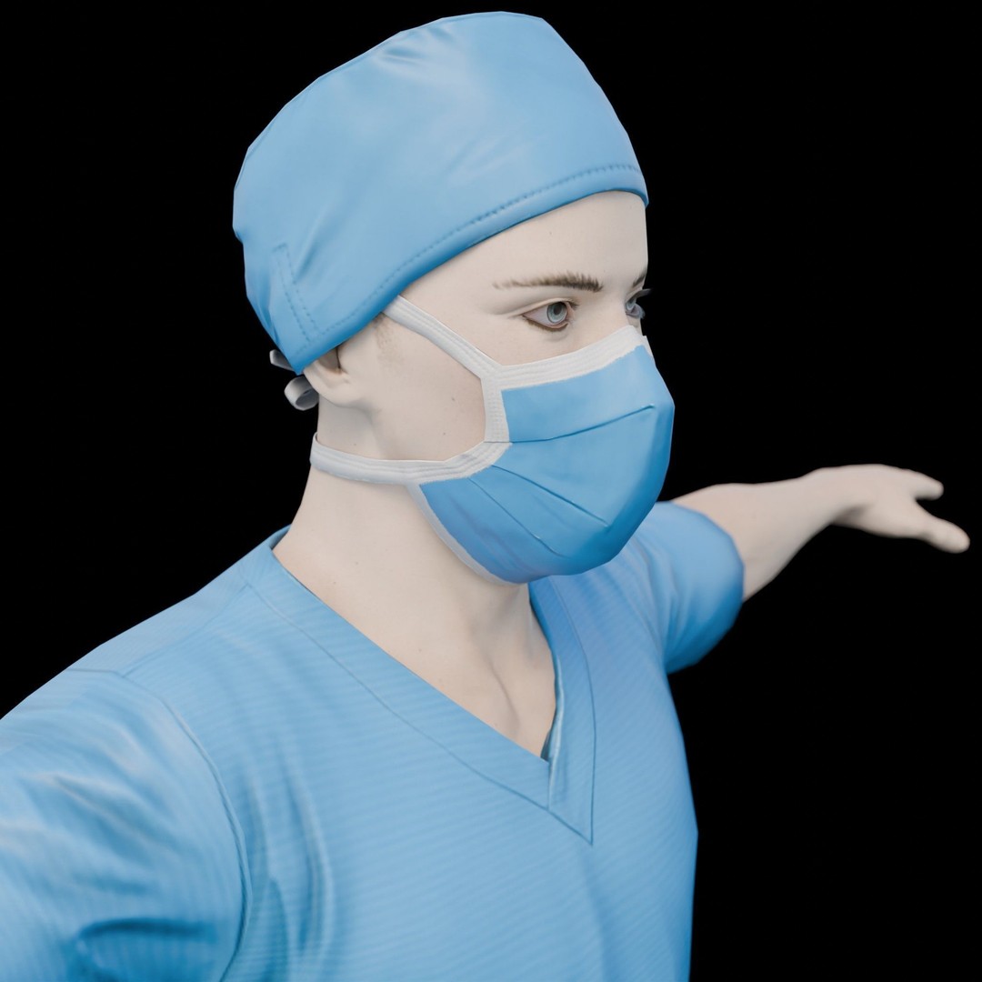 Male Nurse 3D Model – Low Poly Rigged Character for Games, FBX - View 4
