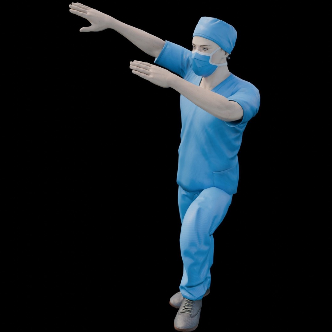 Male Nurse 3D Model – Low Poly Rigged Character for Games, FBX - View 6
