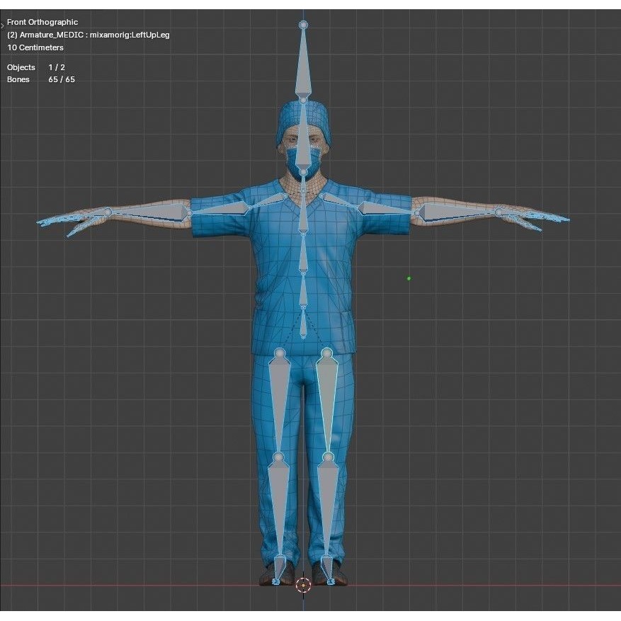 Male Nurse 3D Model – Low Poly Rigged Character for Games, FBX - View 7