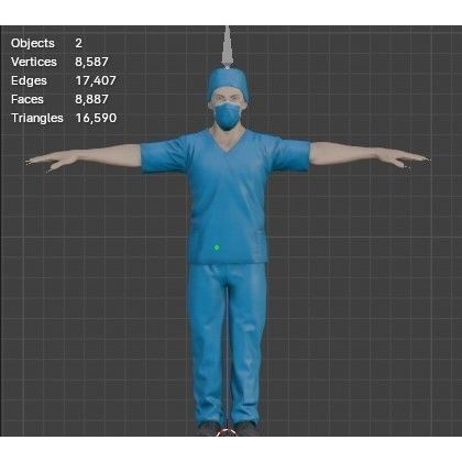 Male Nurse 3D Model – Low Poly Rigged Character for Games, FBX - View 8