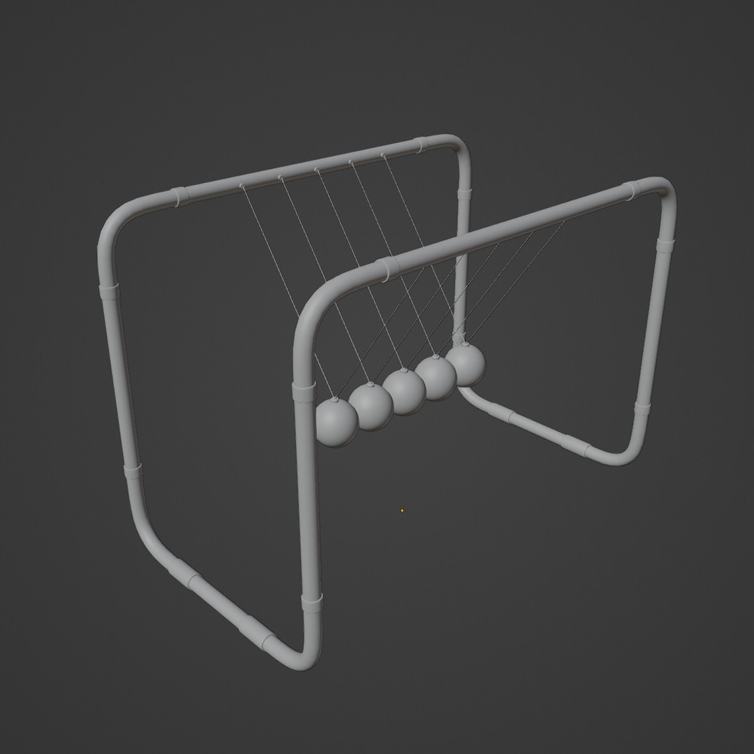 Newton Cradle 3D Model – Mid Poly Game Asset, PBR Textures, Various Formats