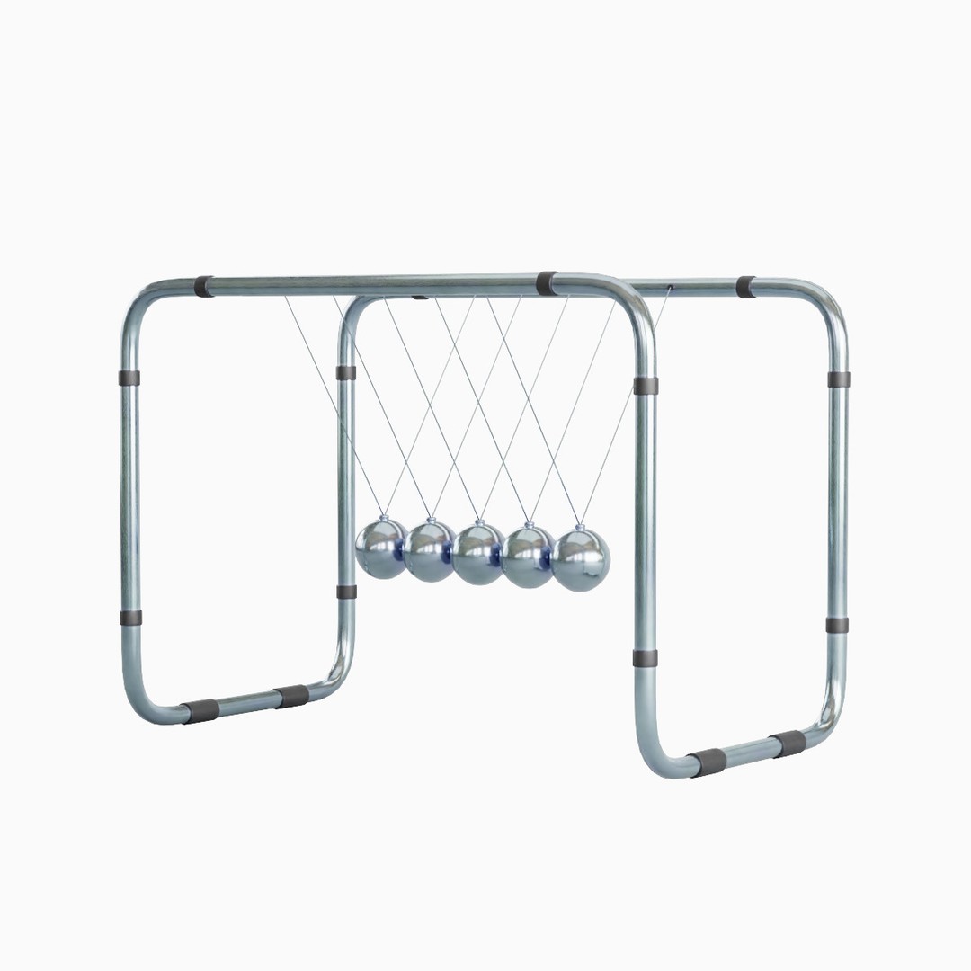 Newton Cradle 3D Model – Mid Poly Game Asset, PBR Textures, Various Formats - View 3