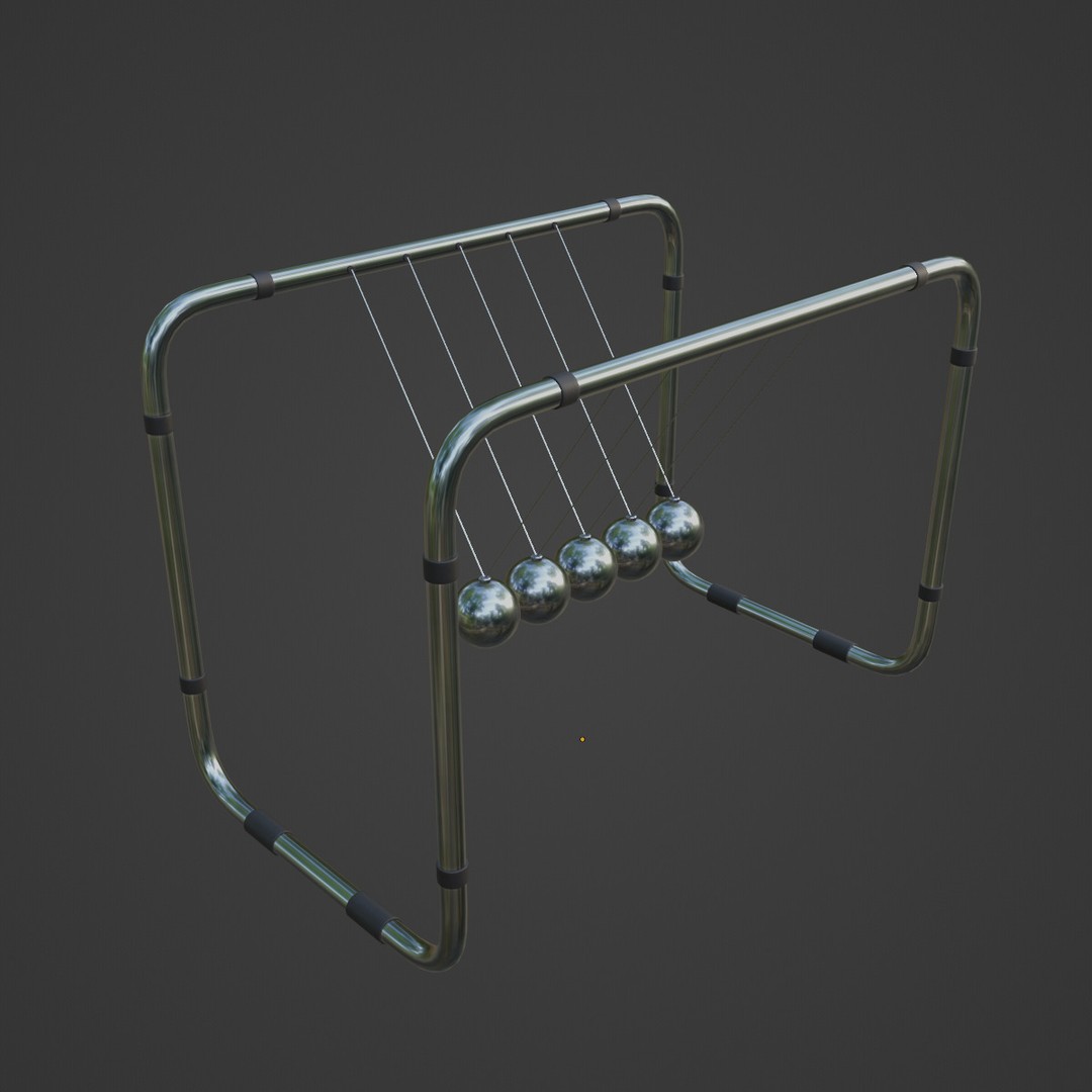 Newton Cradle 3D Model – Mid Poly Game Asset, PBR Textures, Various Formats - View 8