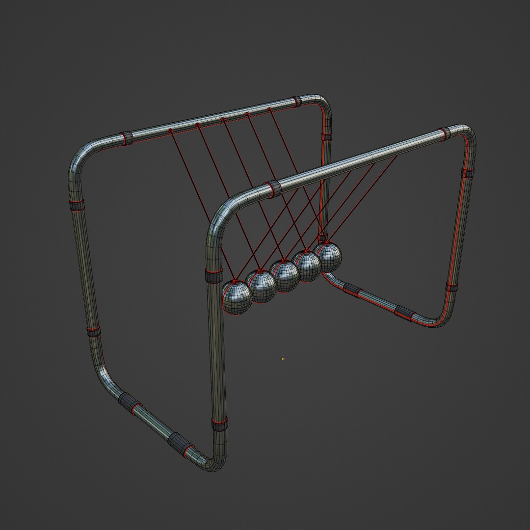 Newton Cradle 3D Model – Mid Poly Game Asset, PBR Textures, Various Formats - View 9
