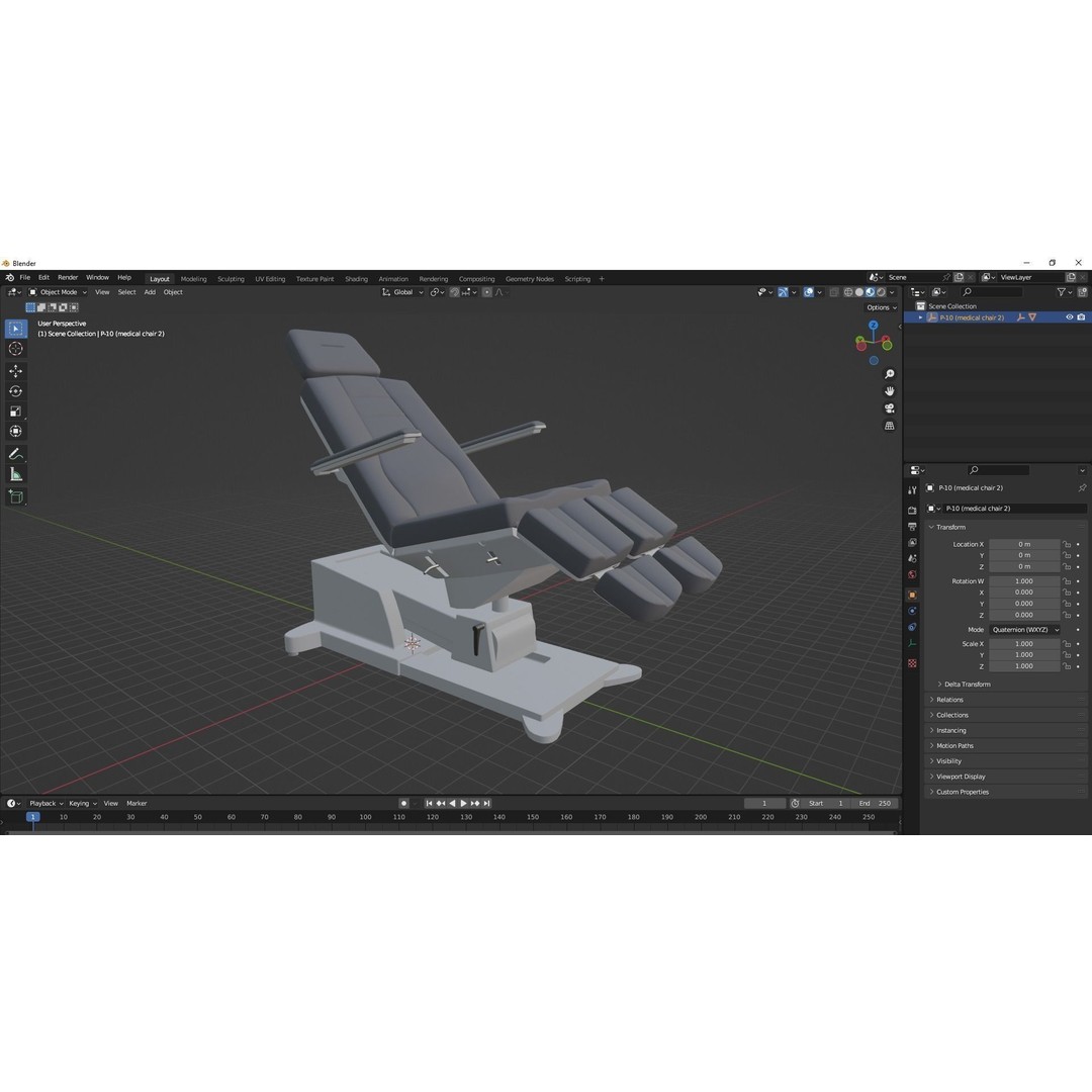Podiatry Examination Chair 3D Model – Low Poly Medical Asset, FBX
