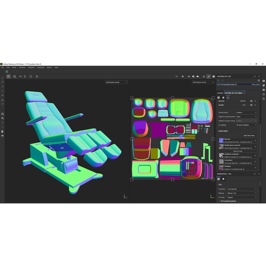 Podiatry Examination Chair 3D Model – Low Poly Medical Asset, FBX - View 16