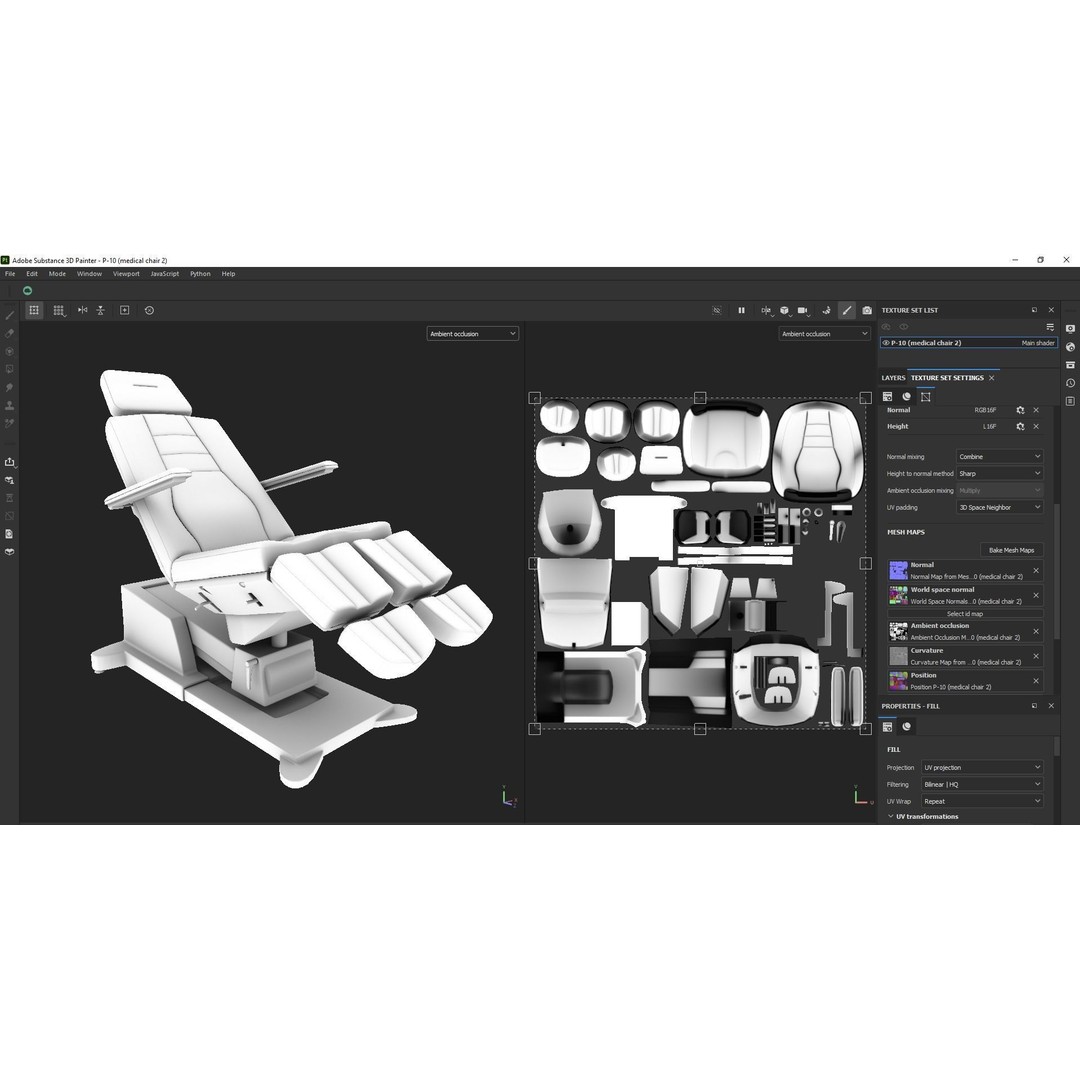 Podiatry Examination Chair 3D Model – Low Poly Medical Asset, FBX - View 18
