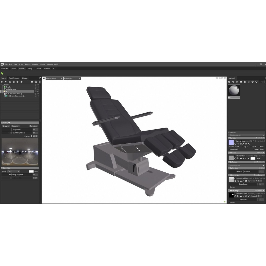 Podiatry Examination Chair 3D Model – Low Poly Medical Asset, FBX - View 22