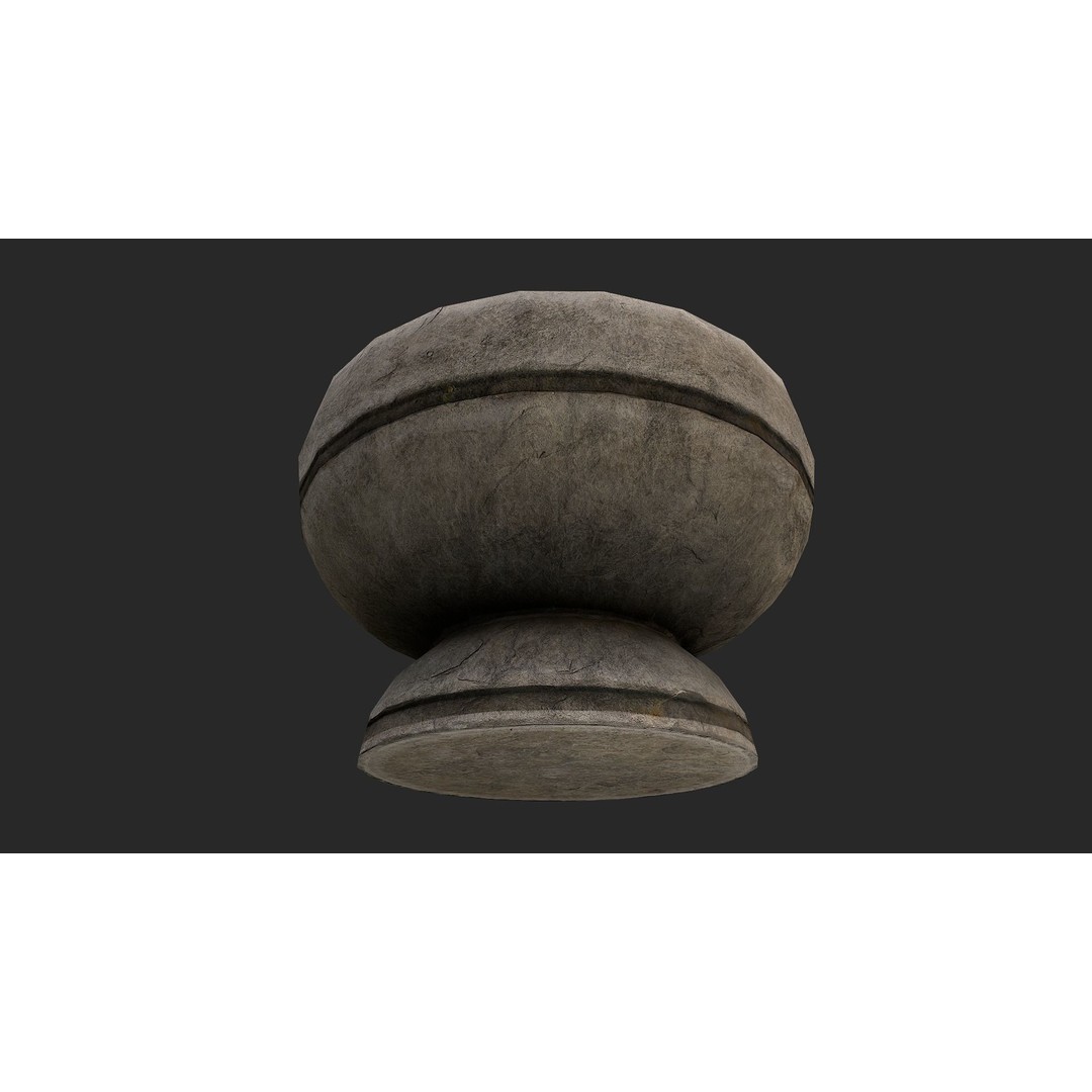 Stone Mortar and Pestle 3D Model – Low Poly Kitchenware, PBR Textures - View 16