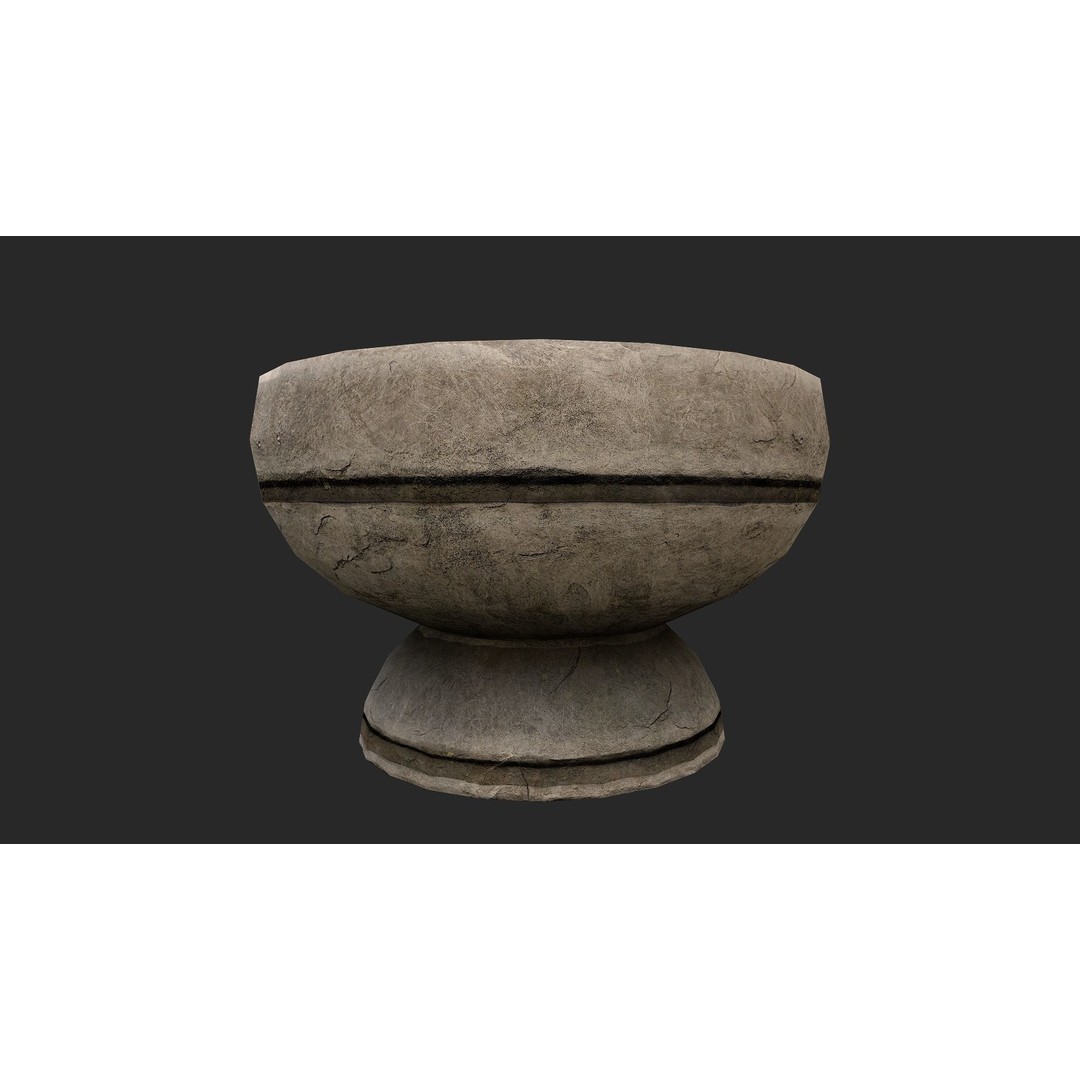 Stone Mortar and Pestle 3D Model – Low Poly Kitchenware, PBR Textures - View 4