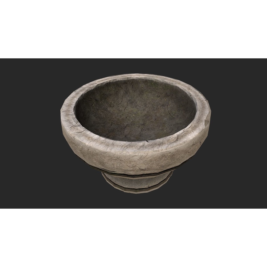 Stone Mortar and Pestle 3D Model – Low Poly Kitchenware, PBR Textures - View 6