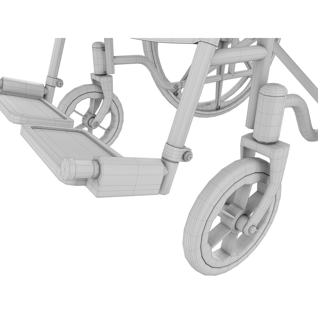 Wheelchair 3D Model – Low Poly Medical Asset, PBR Textures