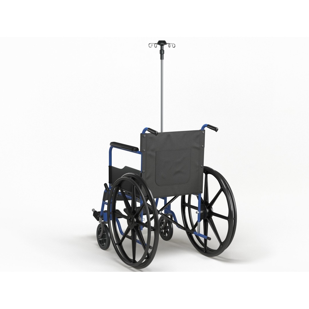 Wheelchair 3D Model – Low Poly Medical Asset, PBR Textures - View 11