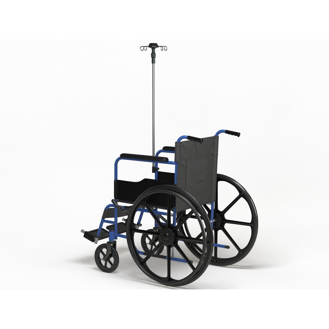Wheelchair 3D Model – Low Poly Medical Asset, PBR Textures - View 12