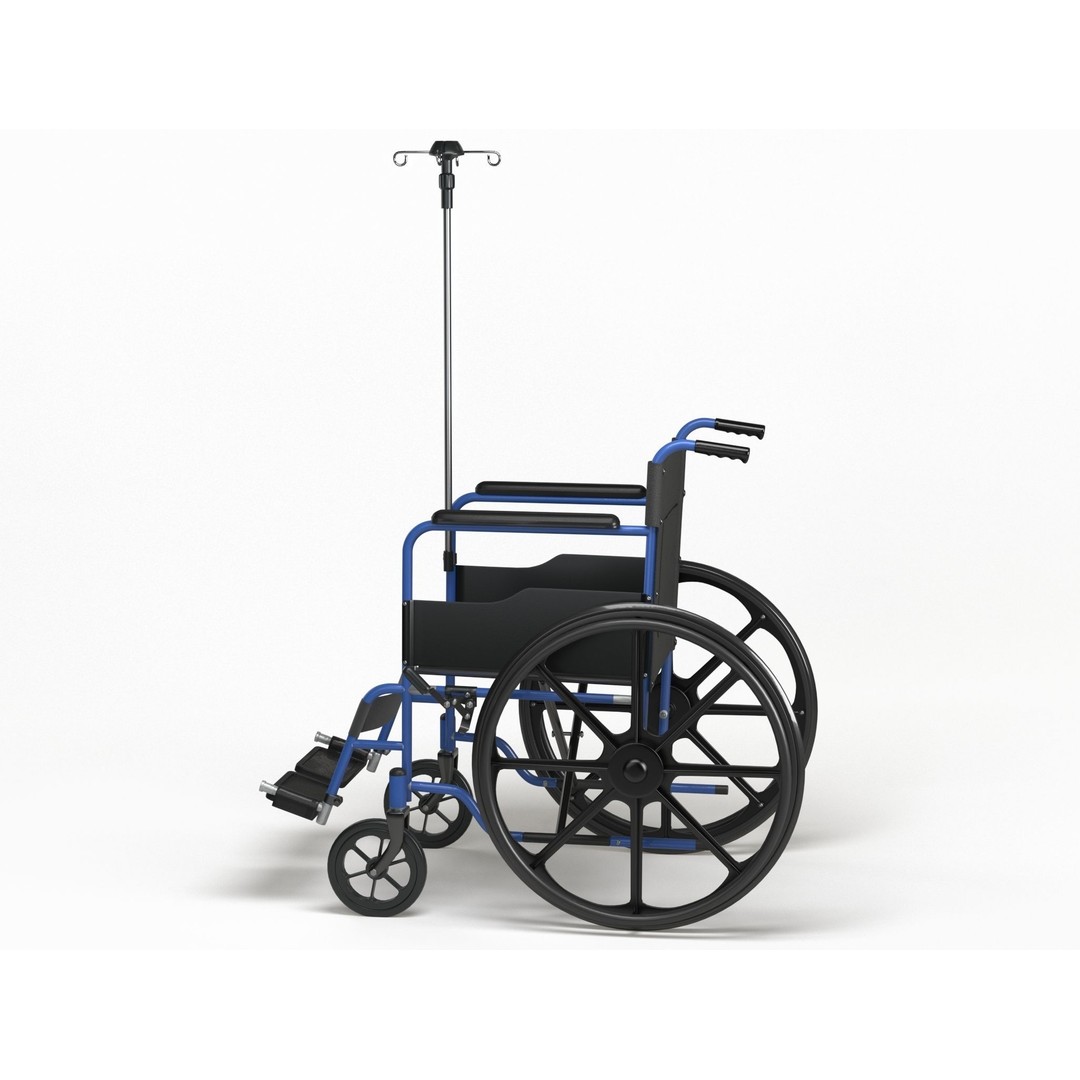 Wheelchair 3D Model – Low Poly Medical Asset, PBR Textures - View 13