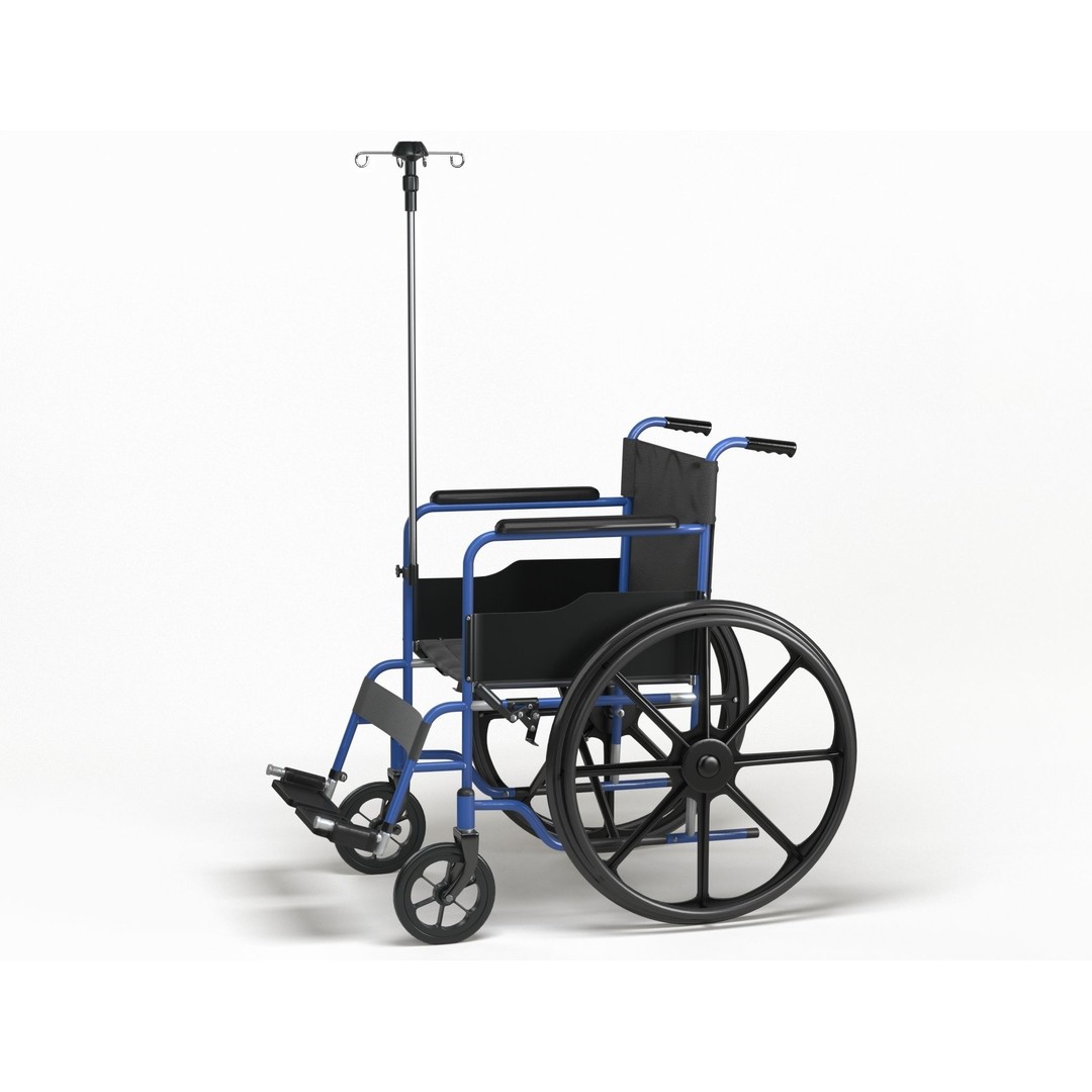 Wheelchair 3D Model – Low Poly Medical Asset, PBR Textures - View 14