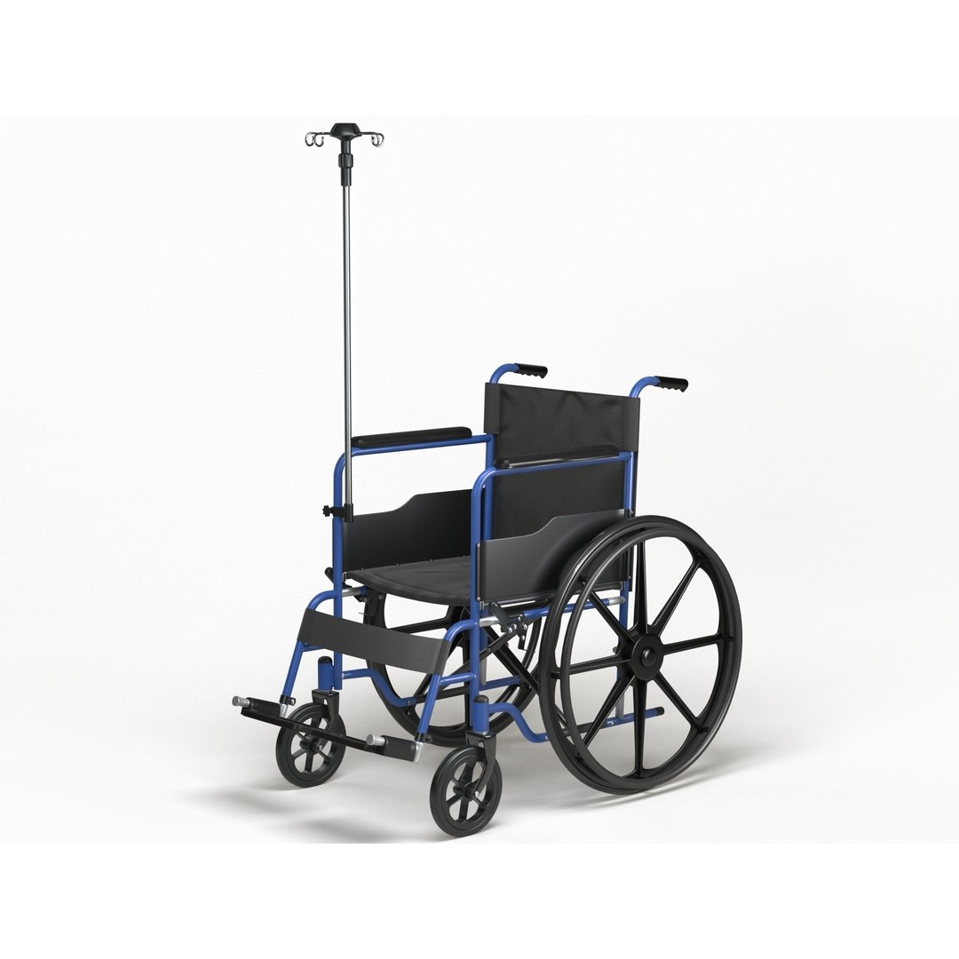 Wheelchair 3D Model – Low Poly Medical Asset, PBR Textures - View 15