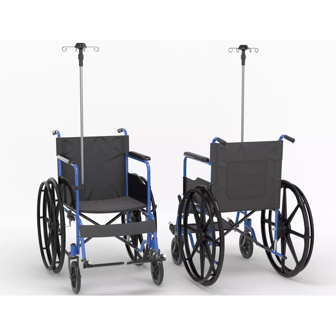 Wheelchair 3D Model – Low Poly Medical Asset, PBR Textures - View 2