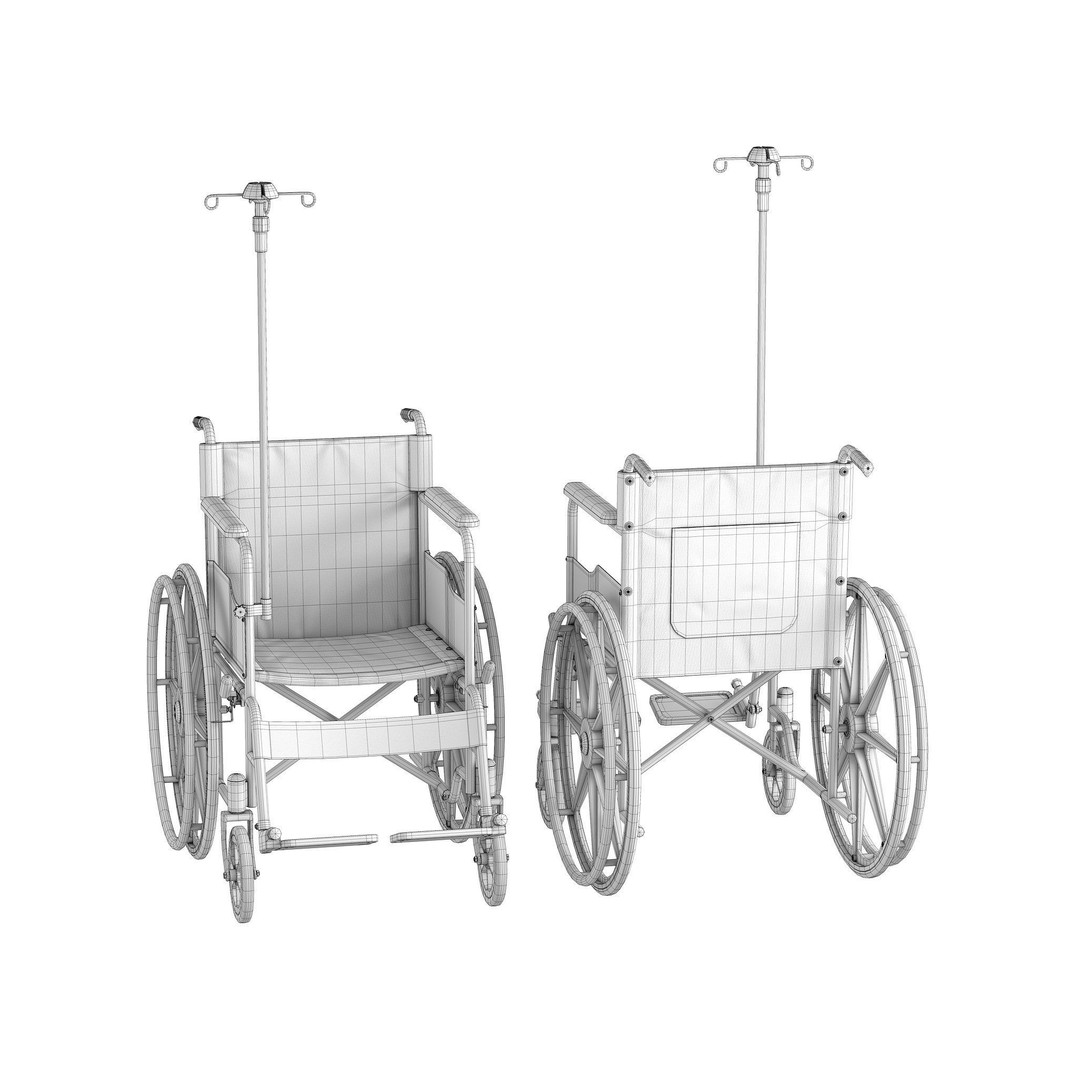 Wheelchair 3D Model – Low Poly Medical Asset, PBR Textures - View 27