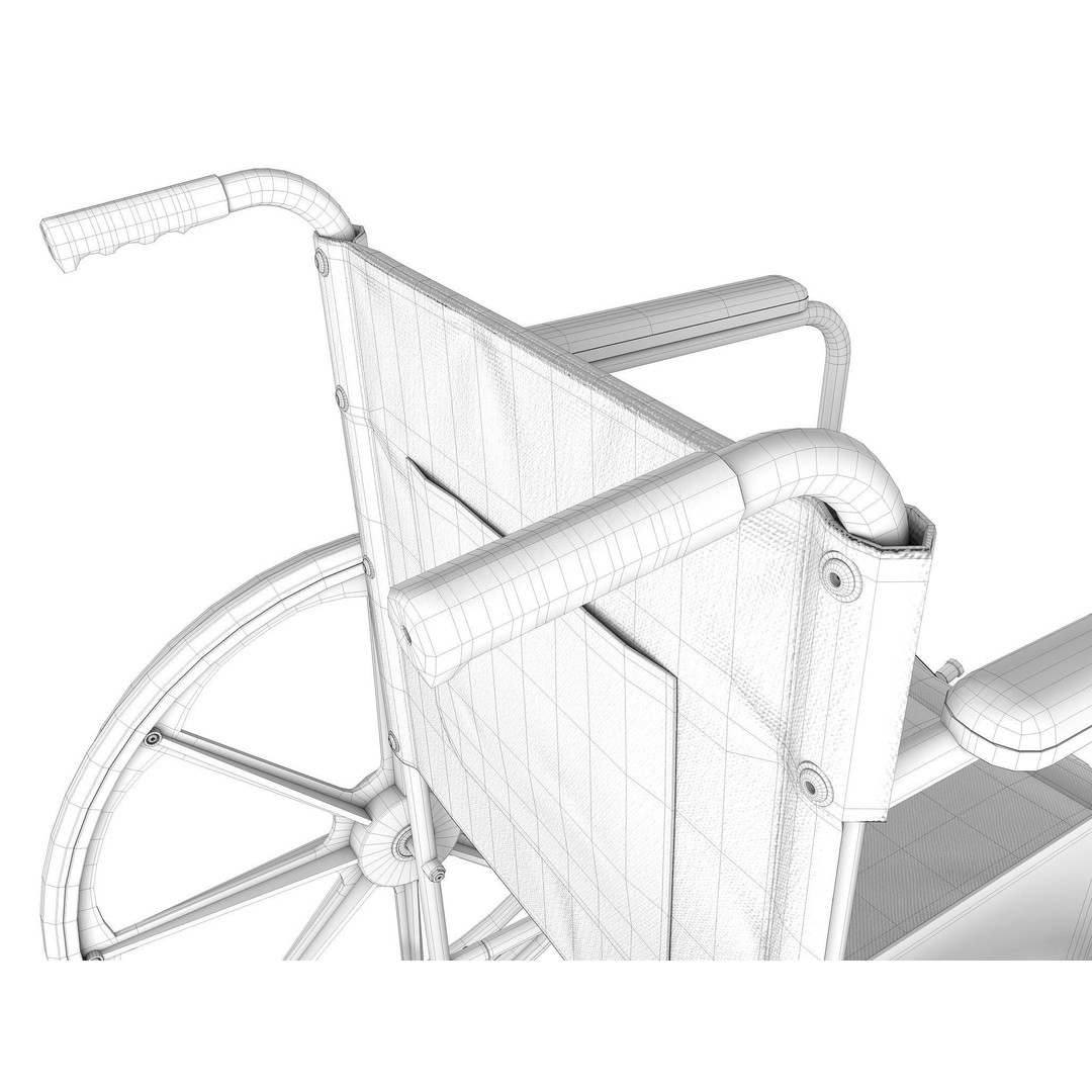 Wheelchair 3D Model – Low Poly Medical Asset, PBR Textures - View 29