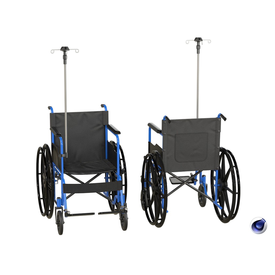 Wheelchair 3D Model – Low Poly Medical Asset, PBR Textures - View 3
