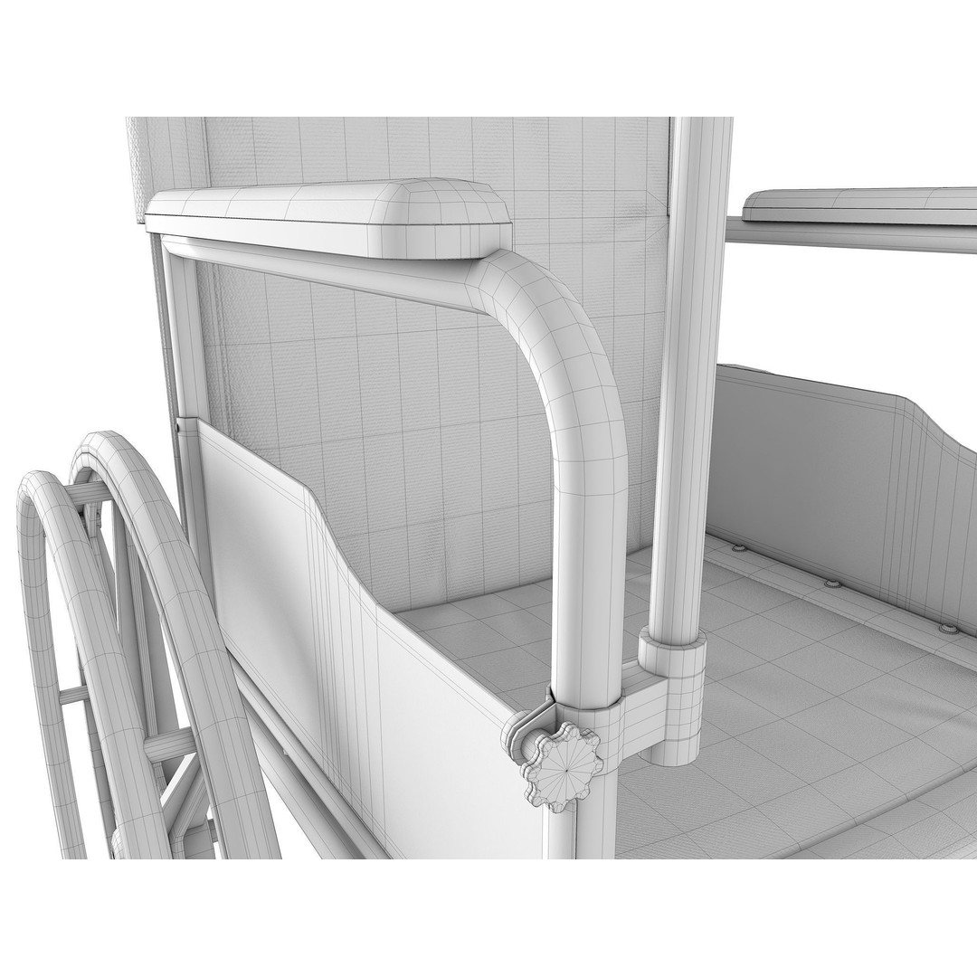 Wheelchair 3D Model – Low Poly Medical Asset, PBR Textures - View 30