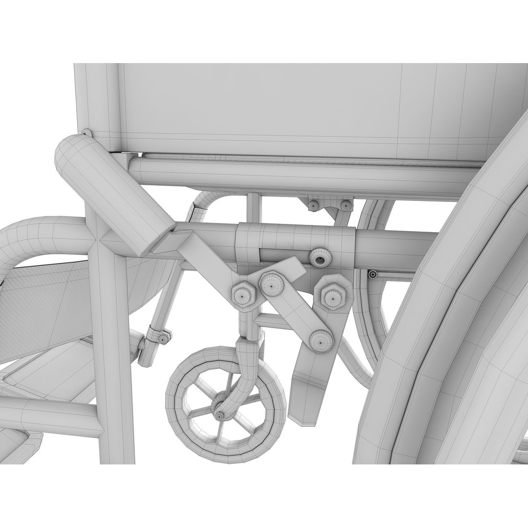Wheelchair 3D Model – Low Poly Medical Asset, PBR Textures - View 32